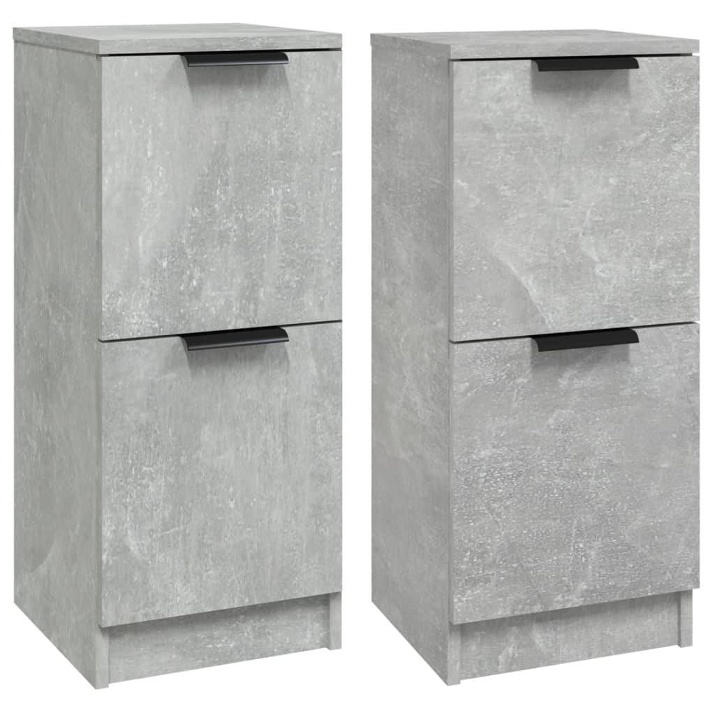 Buffets 2 pcs Gris béton 30x30x70 cm Bois d'ingénierie