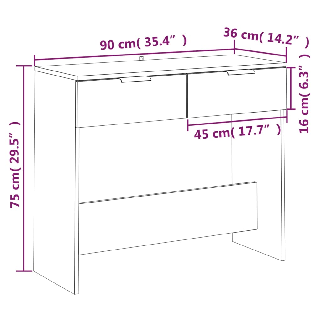 Graubeton Tabelle 90x36x75 cm Engineering Holz