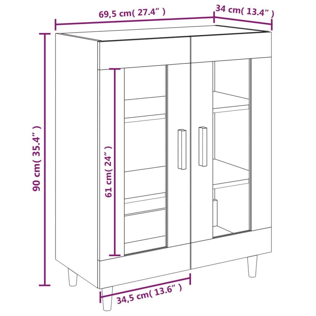 Betongrau -Buffet 69.5x34x90 cm Engineering Holz