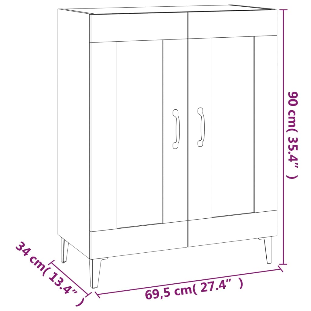 Schwarzes Buffet 69.5x34x90 cm Ingenieurholz