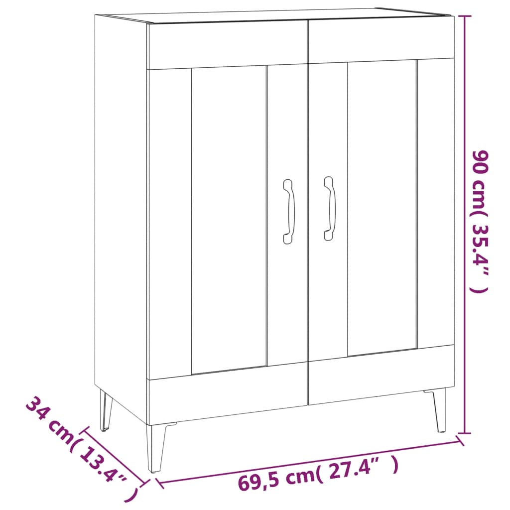 Buffet grigio in cemento 69.5x34x90 cm legno di ingegneria