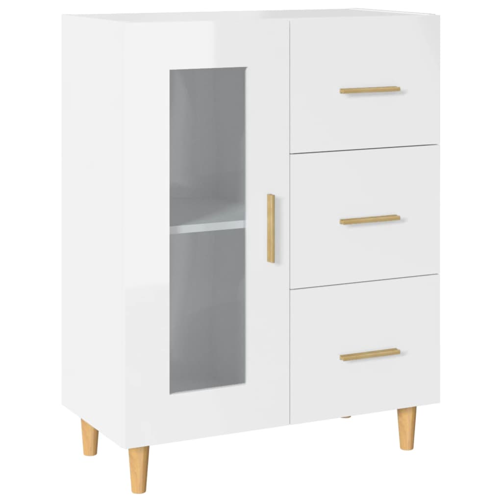 Buffet Blanc brillant 69,5x34x90 cm Bois d'ingénierie