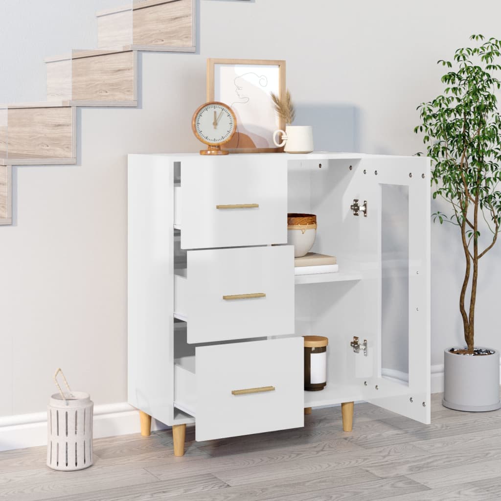 Credenza Bianco lucido 69,5x34x90 cm MDF