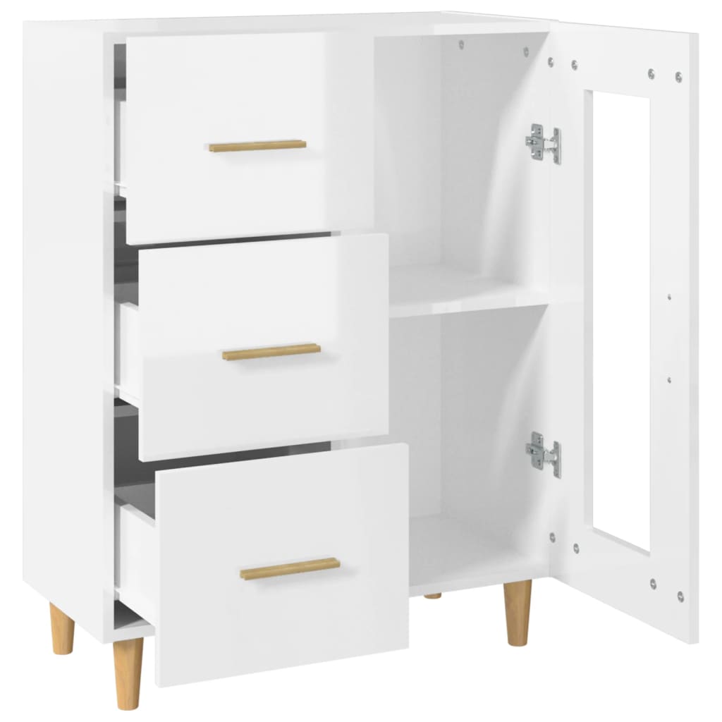 Buffet Blanc brillant 69,5x34x90 cm Bois d'ingénierie