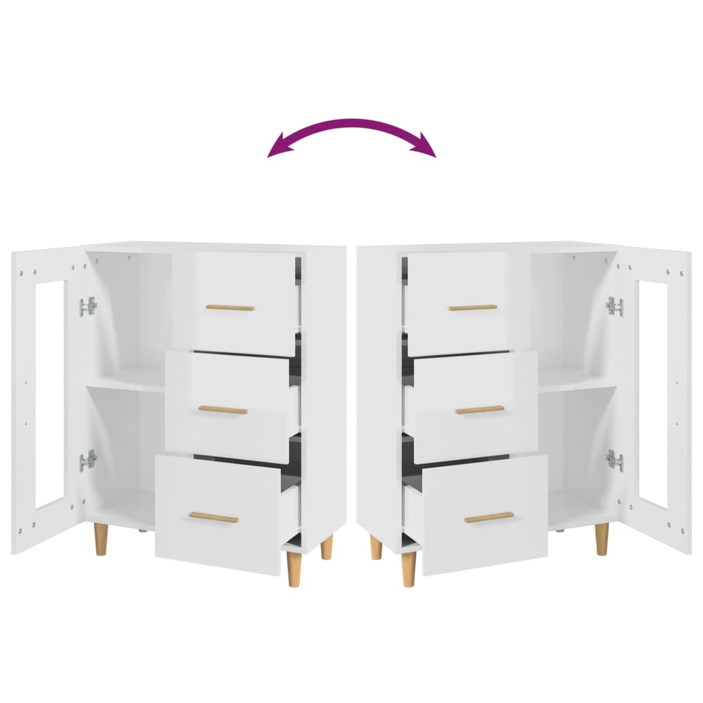 Shiny white buffet 69.5x34x90 cm Engineering wood