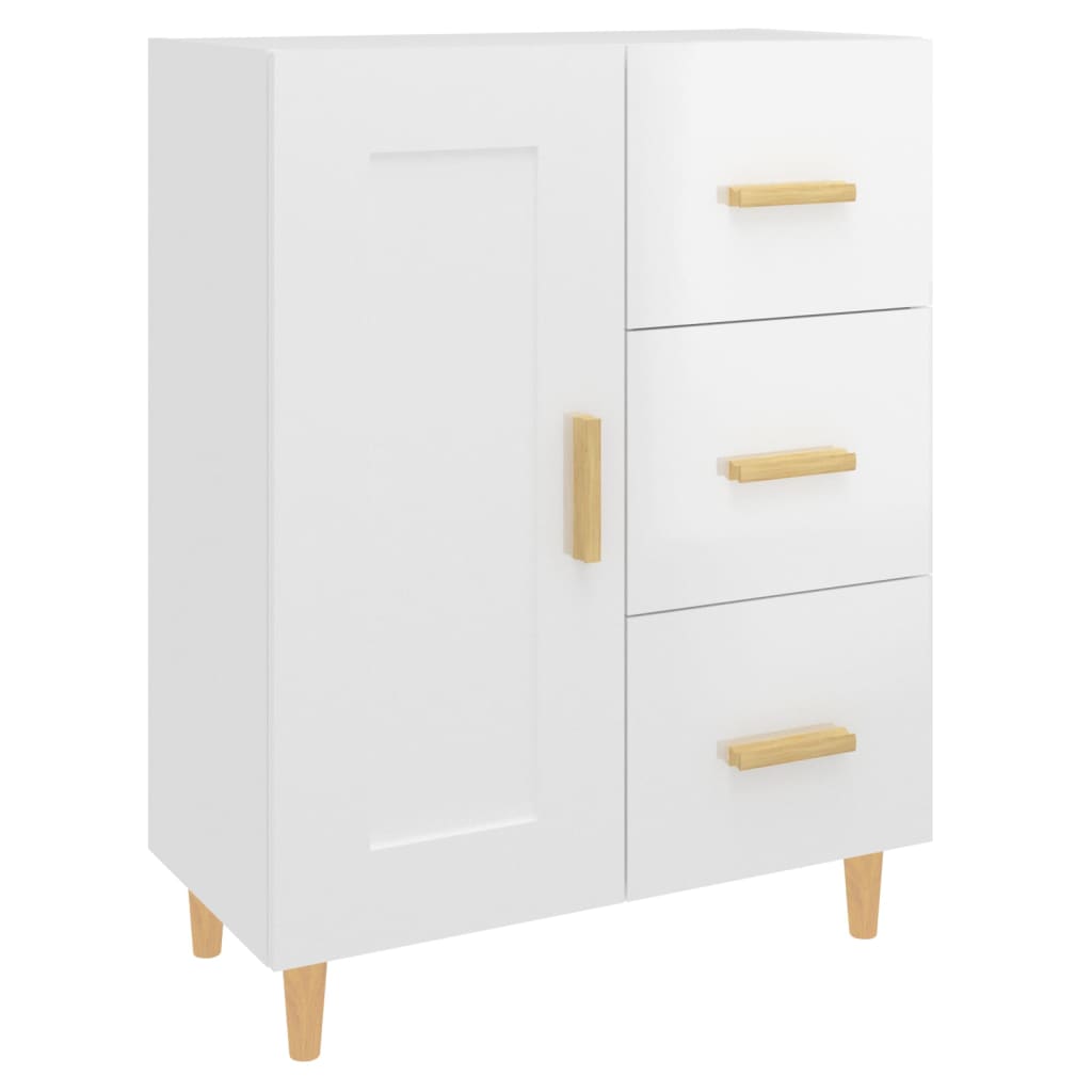 Buffet Blanc brillant 69,5x34x90 cm Bois d'ingénierie