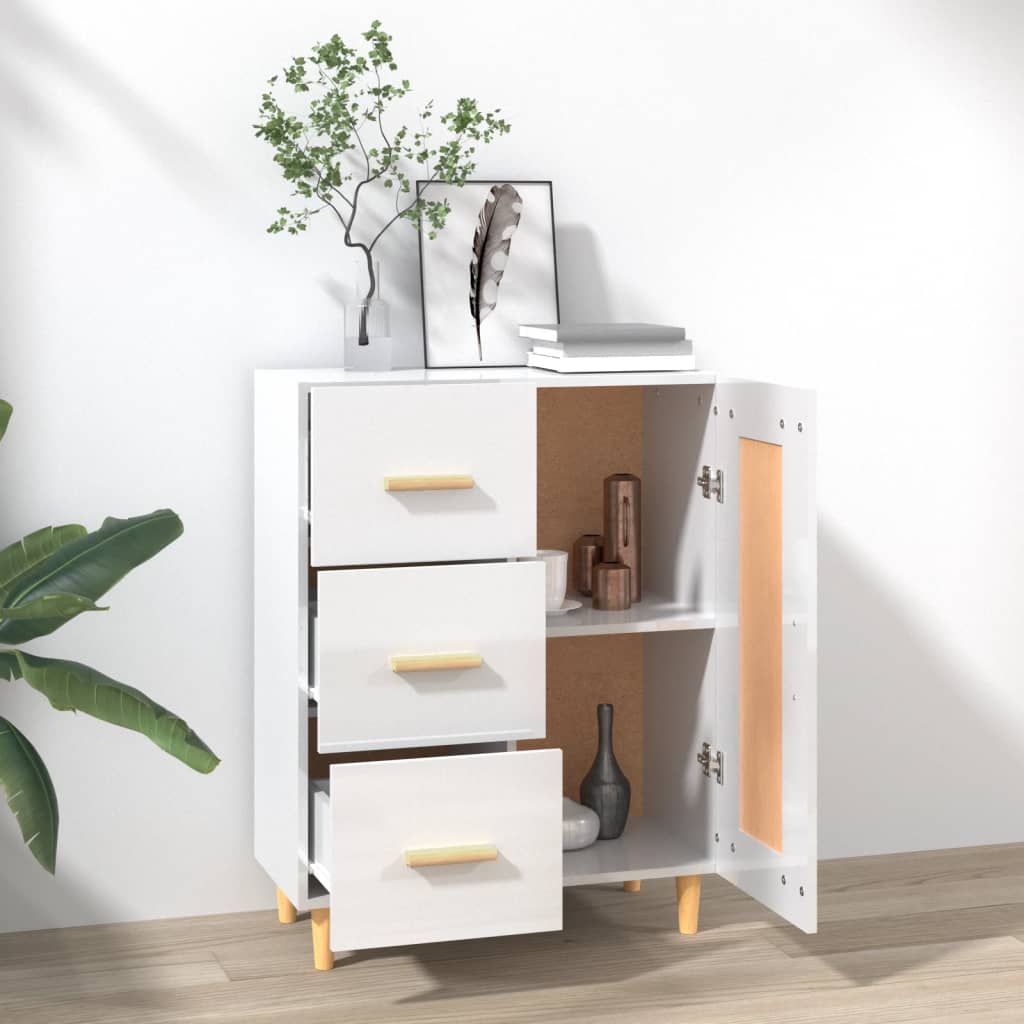 Credenza Bianco lucido 69,5x34x90 cm MDF