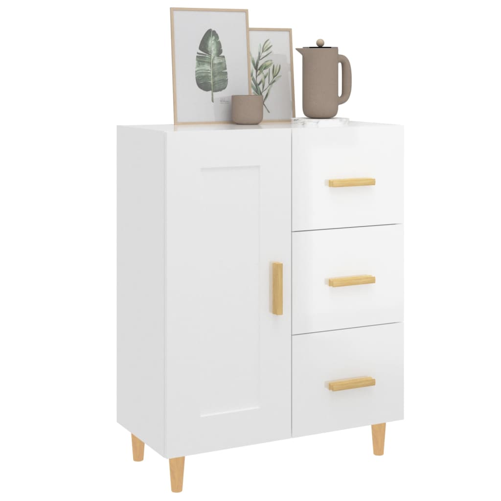 Credenza Bianco lucido 69,5x34x90 cm MDF