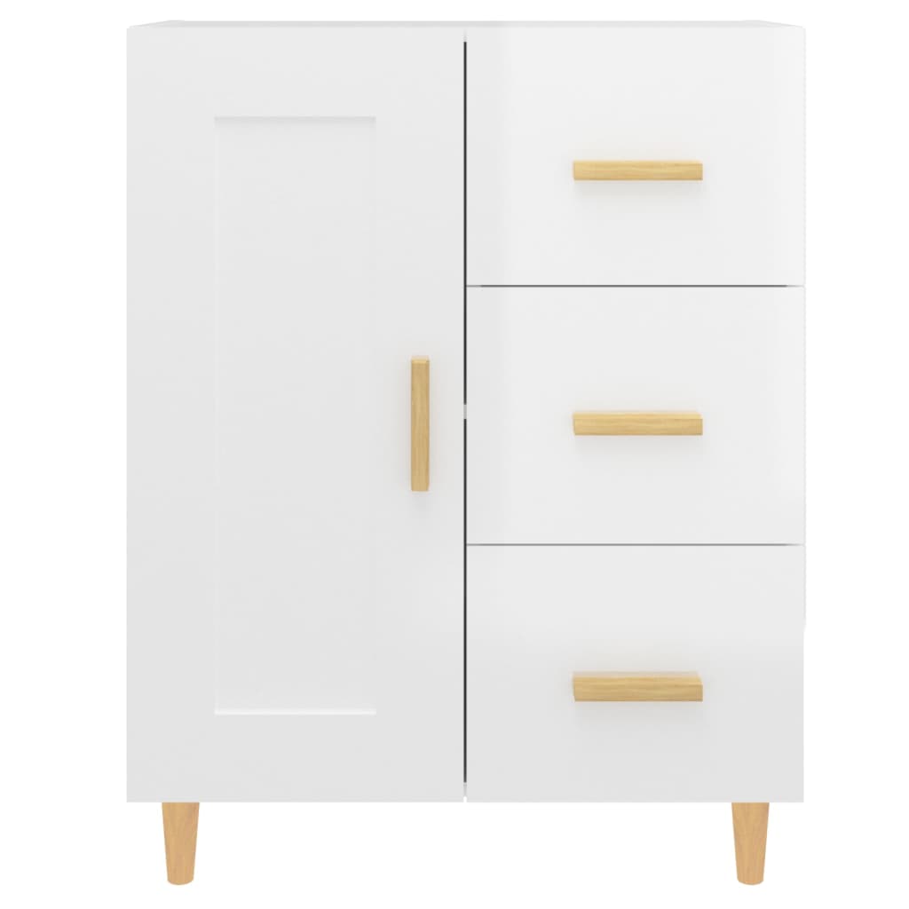 Buffet Blanc brillant 69,5x34x90 cm Bois d'ingénierie