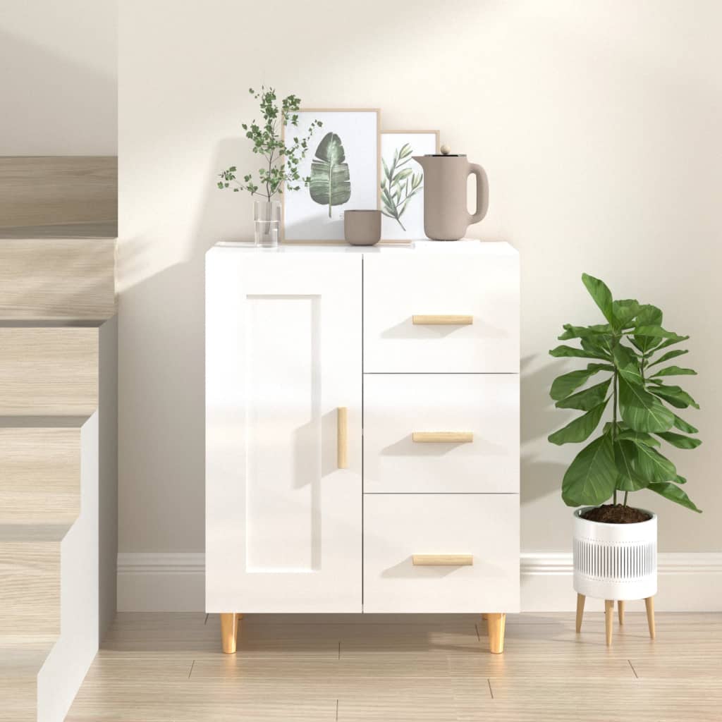 Credenza Bianco lucido 69,5x34x90 cm MDF