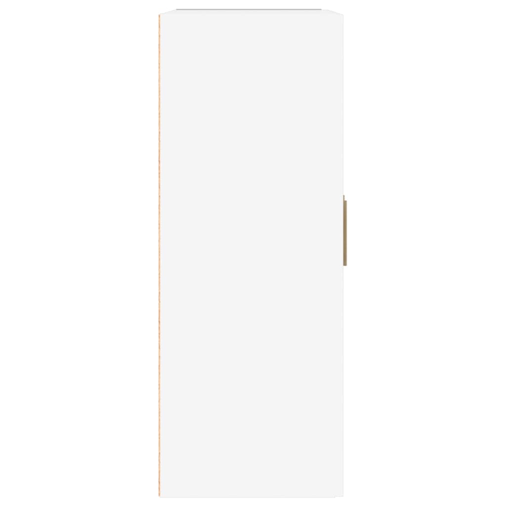 Shiny white wall cabinet 69.5x32.5x90 cm engineering wood