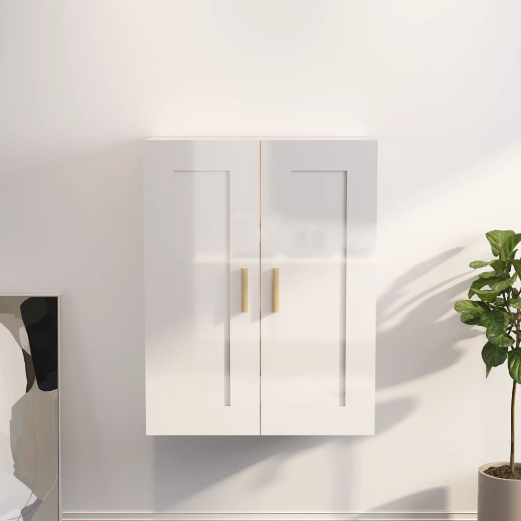 Glänzender weißer Wandschrank 69.5x32.5x90 cm Ingenieurholz Holz