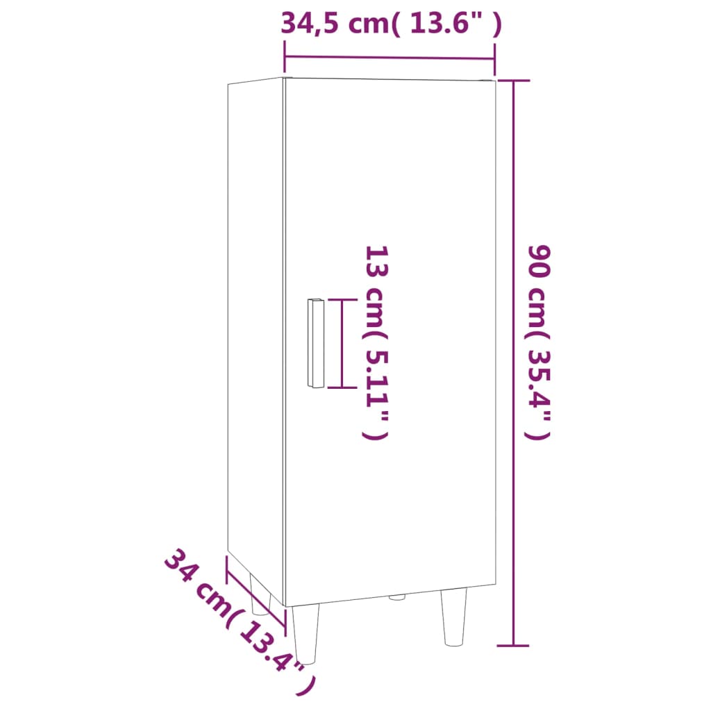 Buffet Gris béton 34,5x34x90 cm Bois d'ingénierie