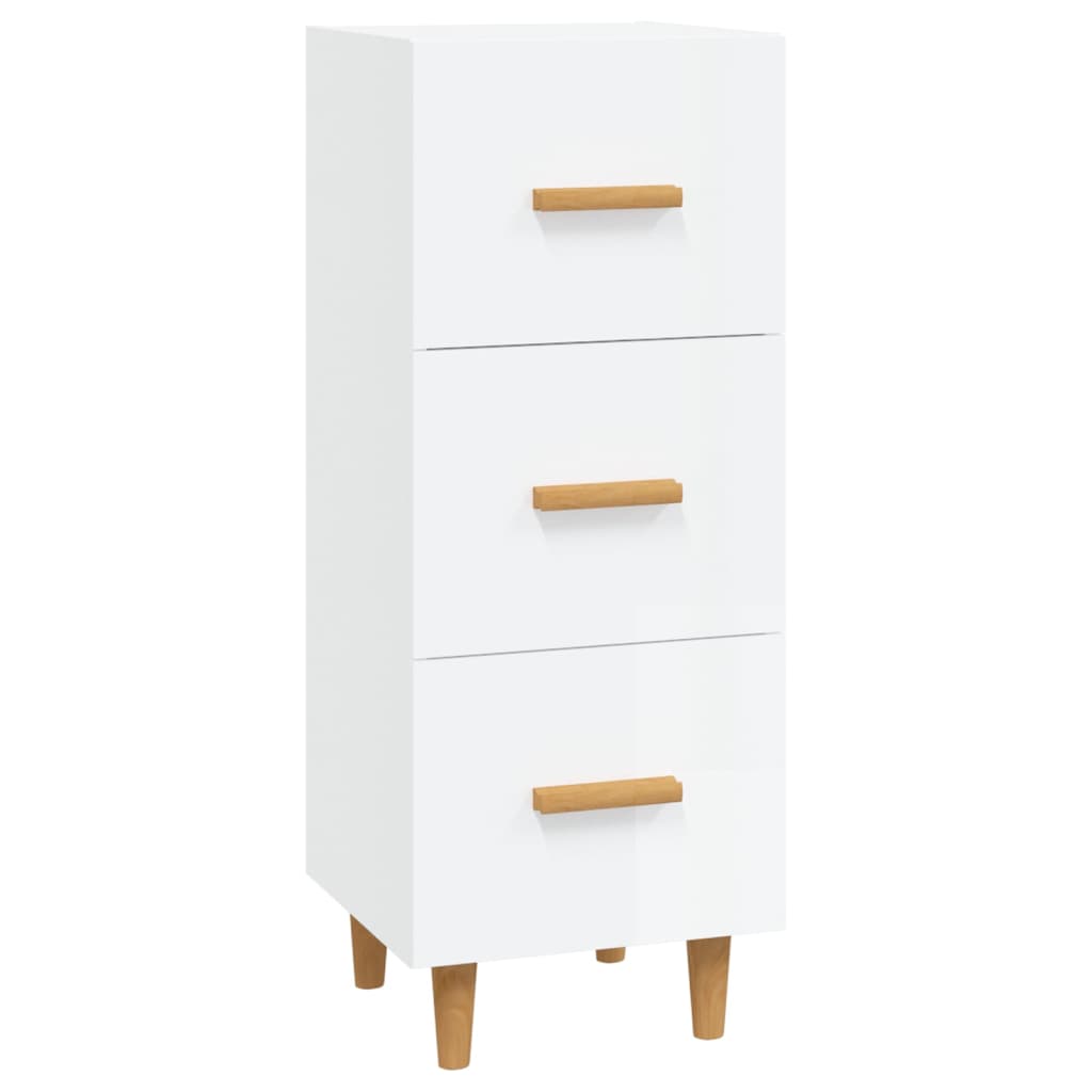 Buffet Blanc brillant 34,5x34x90 cm Bois d'ingénierie