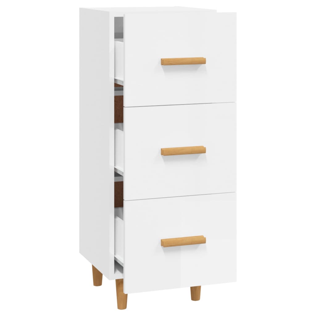 Buffet Blanc brillant 34,5x34x90 cm Bois d'ingénierie