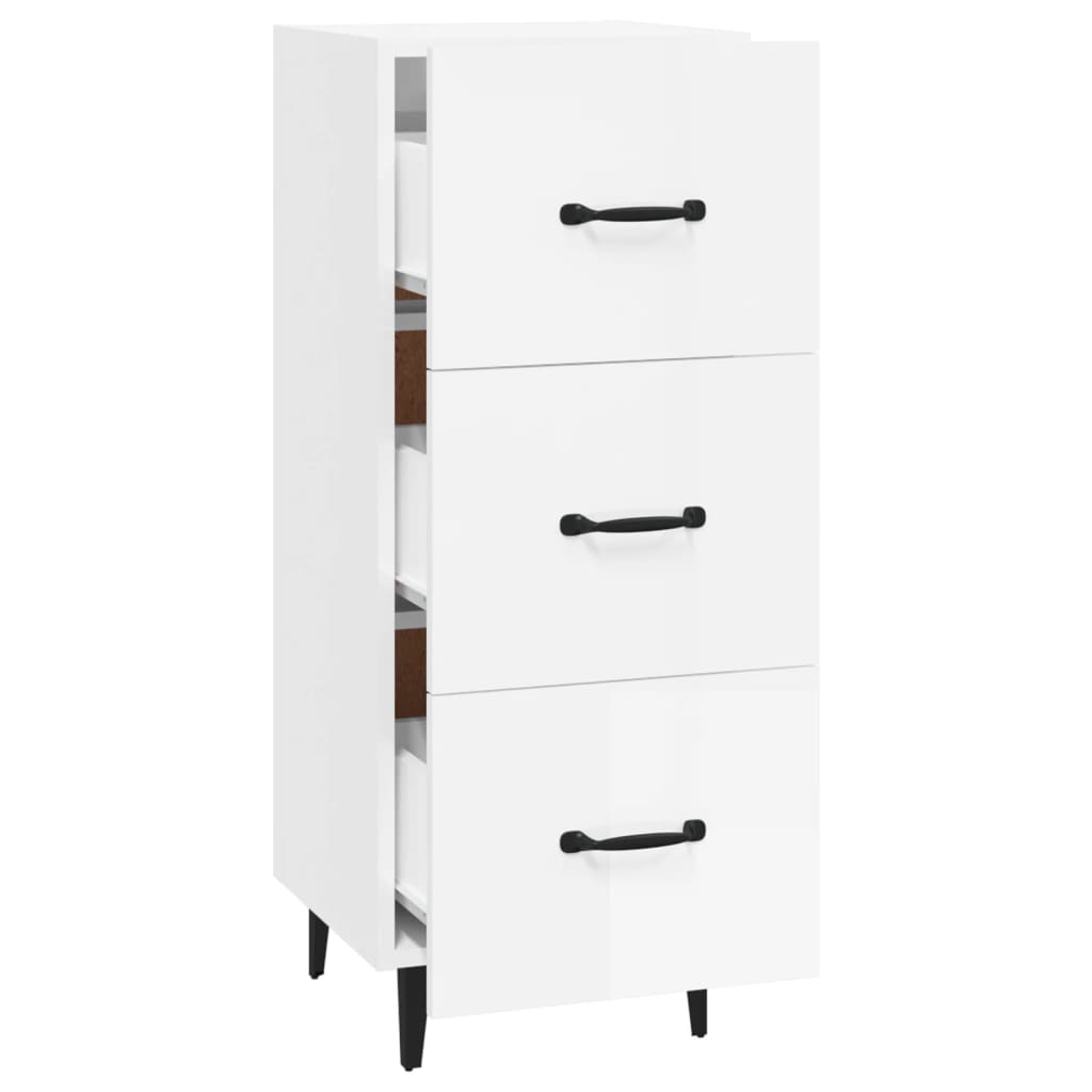 Buffet Blanc brillant 34,5x34x90 cm Bois d'ingénierie