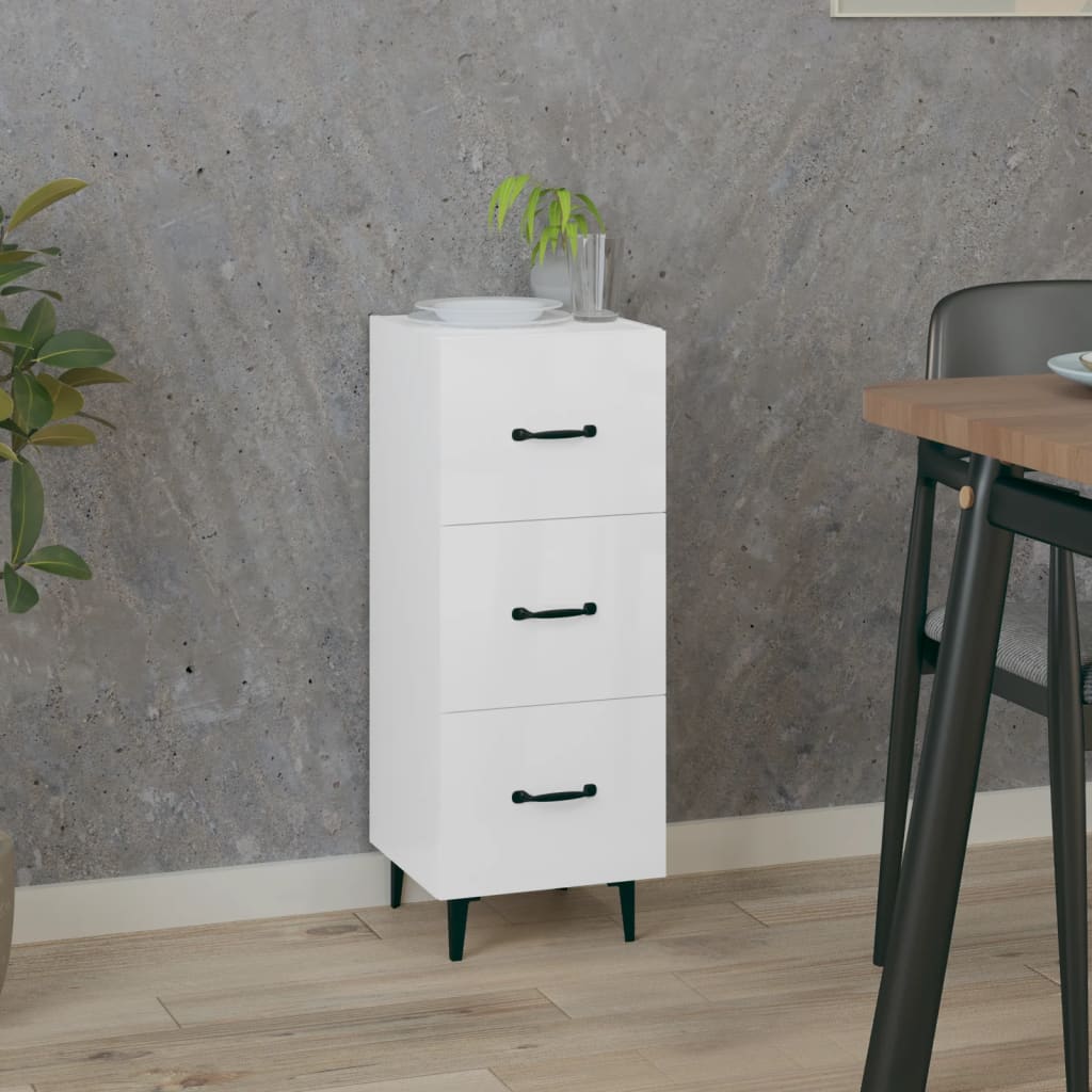 Credenza Bianco lucido 34,5x34x90 cm MDF