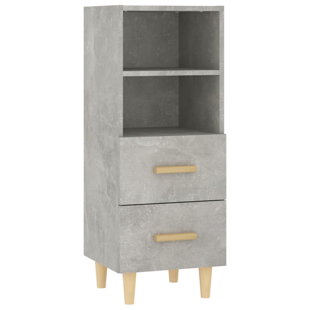 Buffet grigio in cemento 34.5x34x90 cm legno di ingegneria