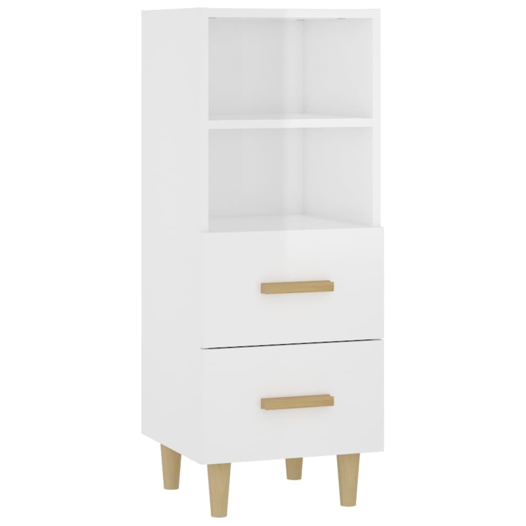 Buffet Blanc brillant 34,5x34x90 cm Bois d'ingénierie