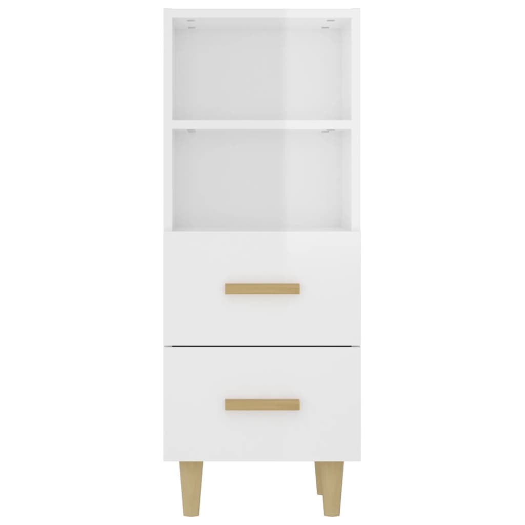 Buffet Blanc brillant 34,5x34x90 cm Bois d'ingénierie