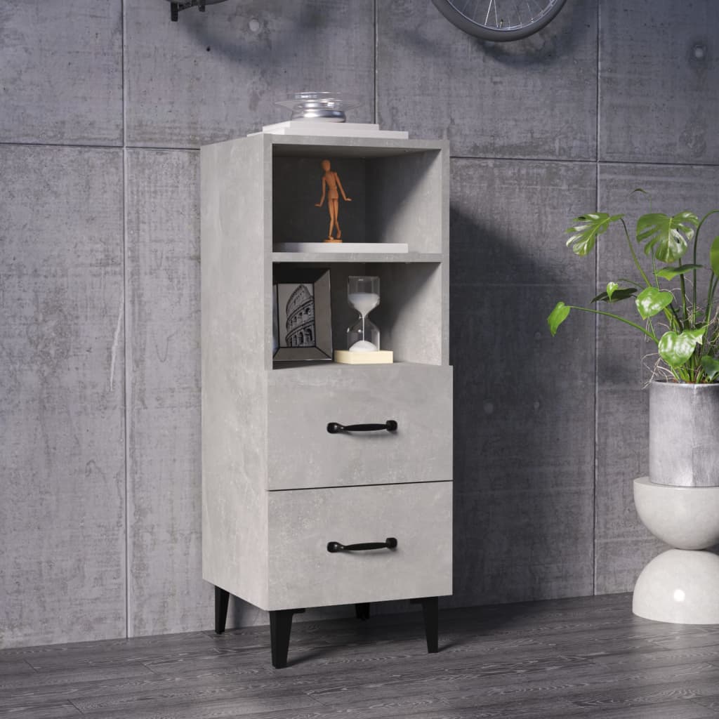 Credenza Grigio cemento 34,5x34x90 cm MDF