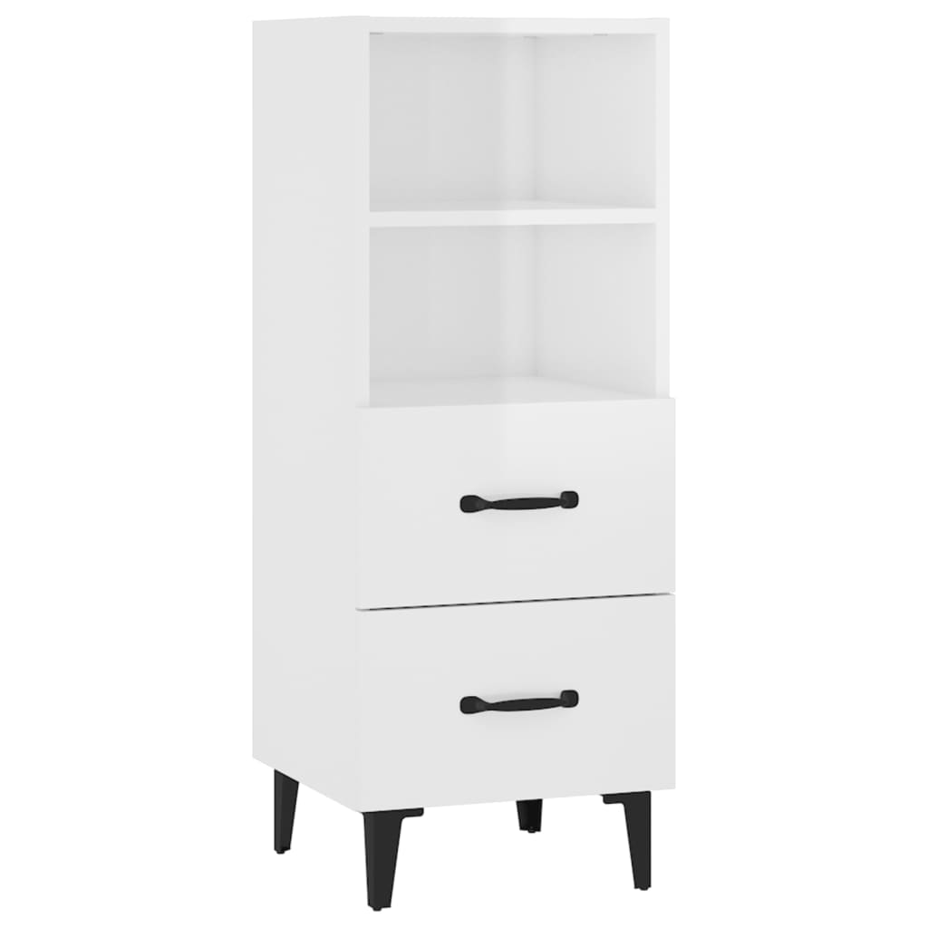 Buffet Blanc brillant 34,5x34x90 cm Bois d'ingénierie