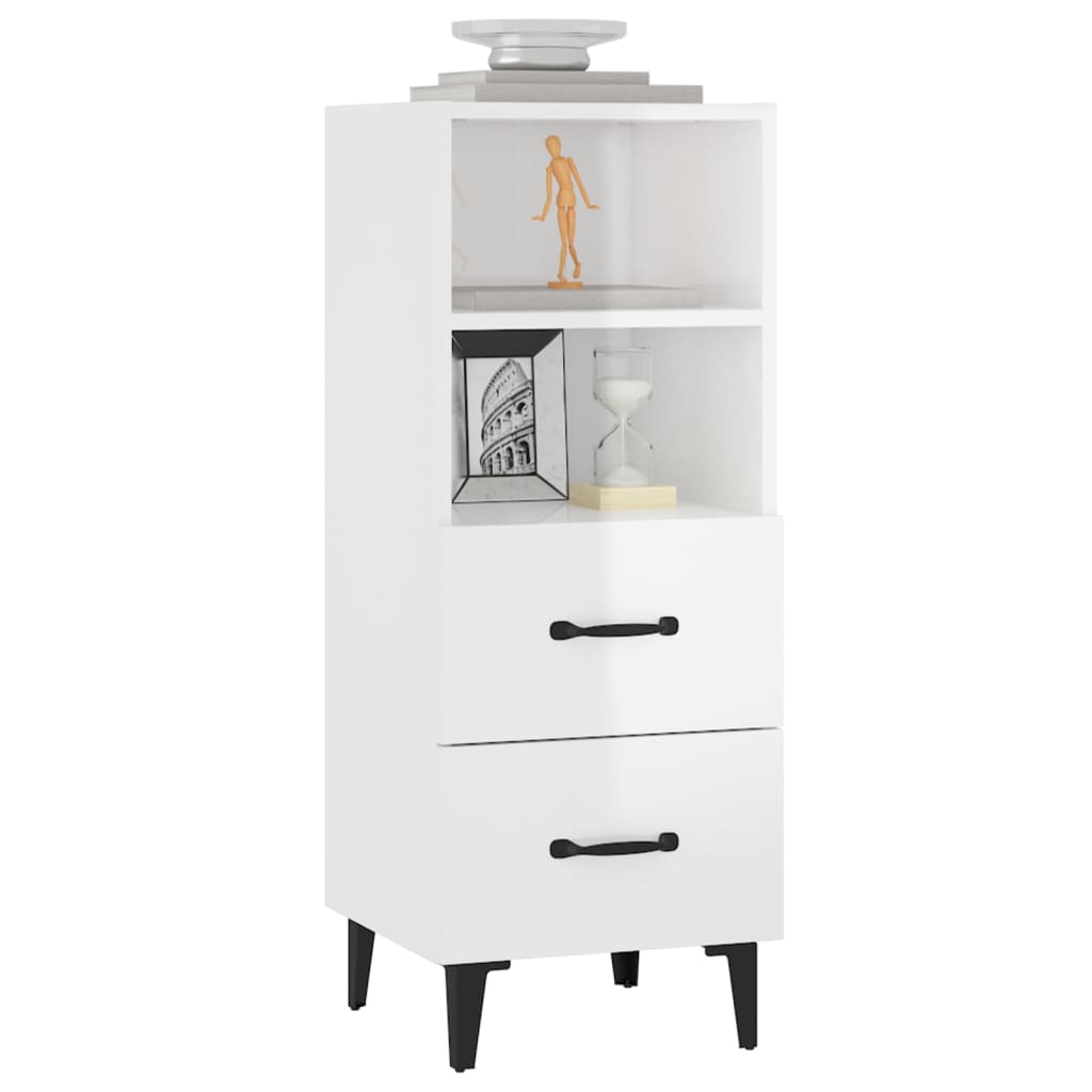 Buffet bianco brillante 34.5x34x90 cm legno di ingegneria