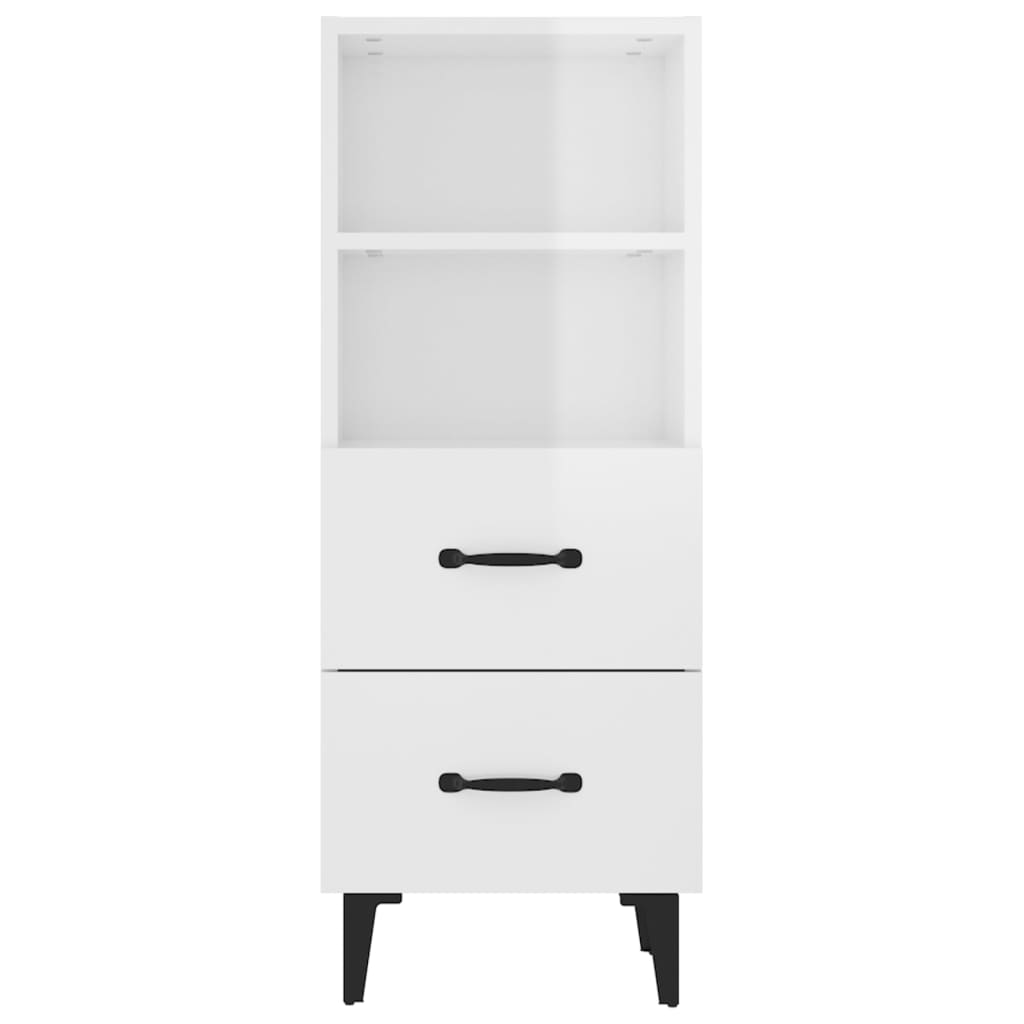 Buffet Blanc brillant 34,5x34x90 cm Bois d'ingénierie