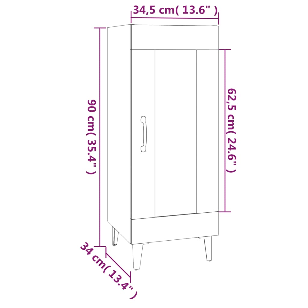 Betongrau -Buffet 34.5x34x90 cm Engineering Holz