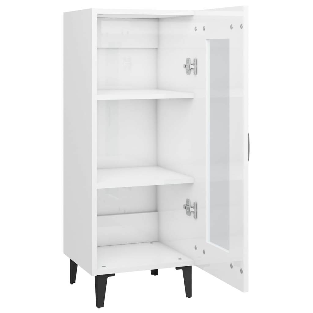 Buffet Blanc brillant 34,5x34x90 cm Bois d'ingénierie