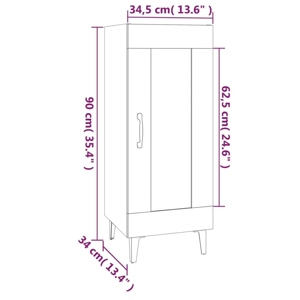 Buffet Blanc brillant 34,5x34x90 cm Bois d'ingénierie