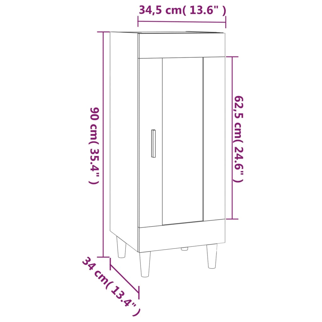 Buffet Gris béton 34,5x34x90 cm Bois d'ingénierie