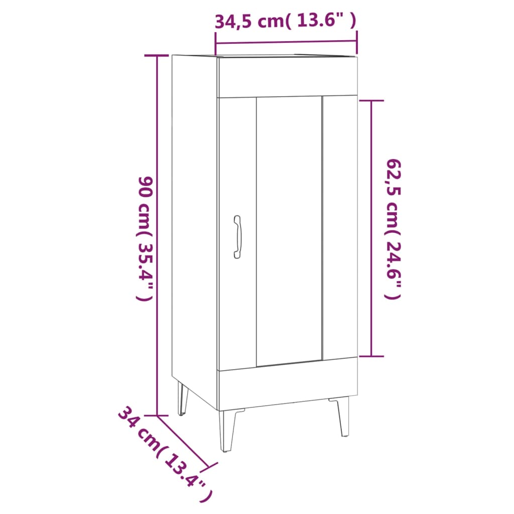 Credenza rovere Sonoma 34,5x34x90 cm MDF