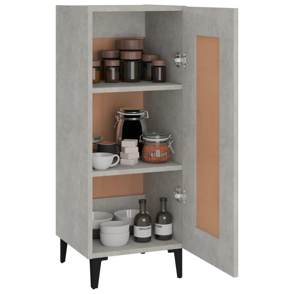 Buffet grigio in cemento 34.5x34x90 cm legno di ingegneria