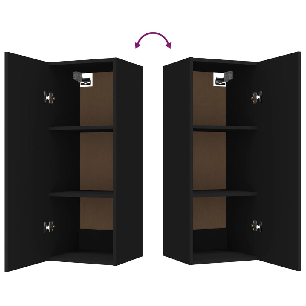 Black wall cabinet 34.5x34x90 cm Engineering wood