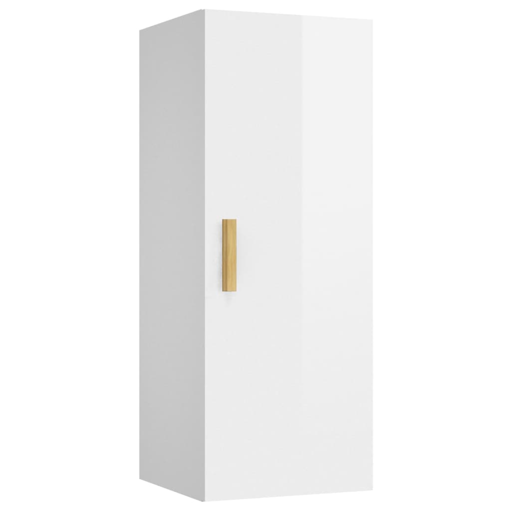Brilliant white wall cabinet 34.5x34x90 cm Engineering wood