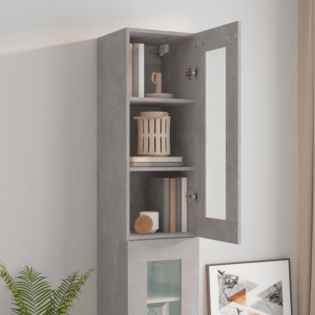 Armoire murale suspendue Gris béton 34,5x34x90 cm