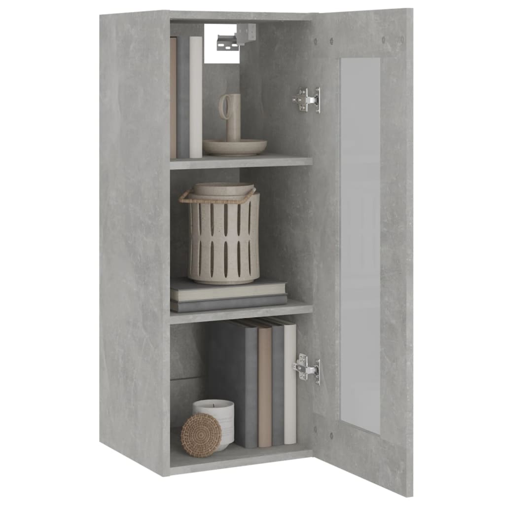 Hanging wall cabinet gray concrete 34.5x34x90 cm