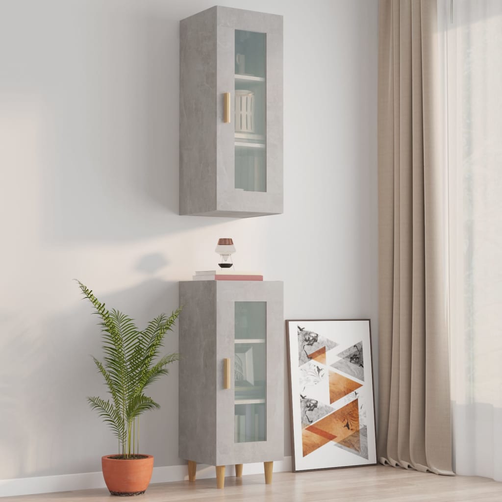 Hanging wall cabinet gray concrete 34.5x34x90 cm