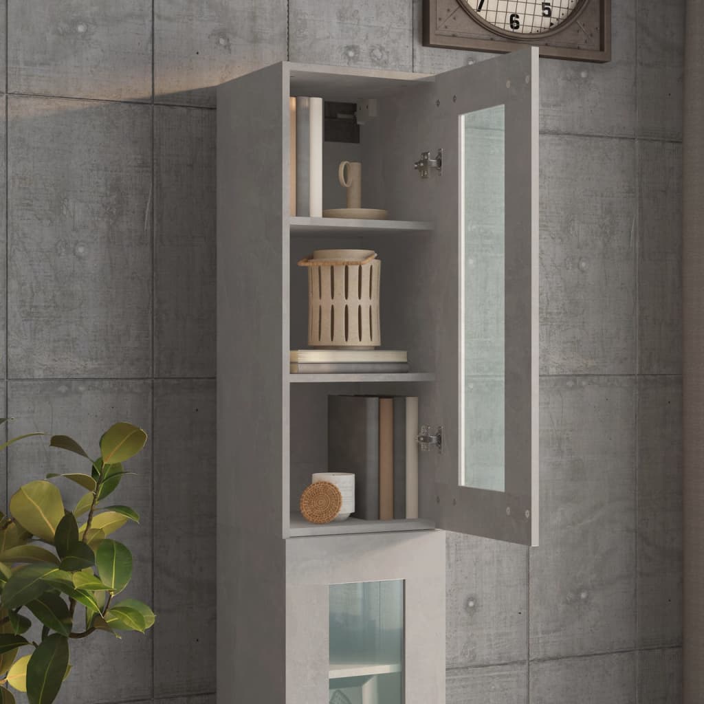 Hanging wall cabinet gray concrete 34.5x34x90 cm