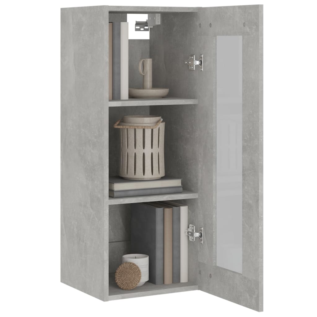 Hanging wall cabinet gray concrete 34.5x34x90 cm