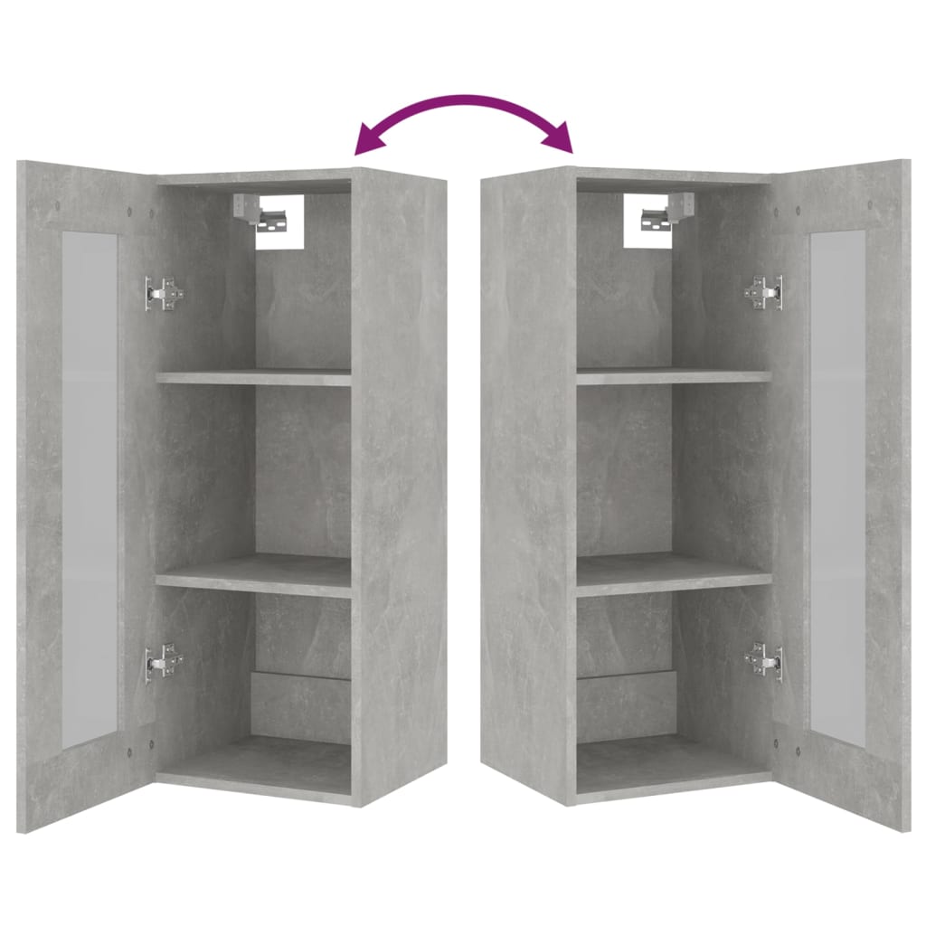 Hanging wall cabinet gray concrete 34.5x34x90 cm