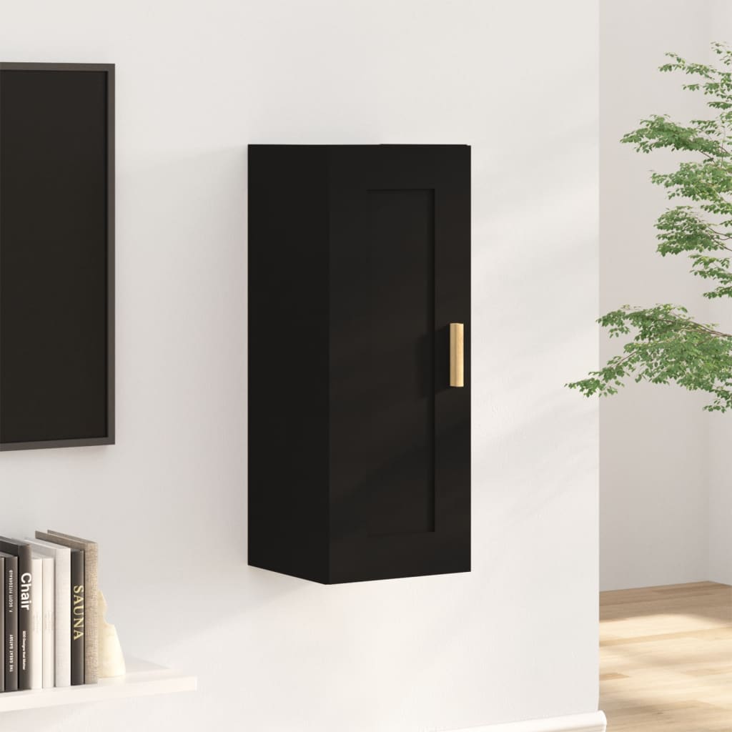 Black wall cabinet 35x34x90 cm Engineering wood