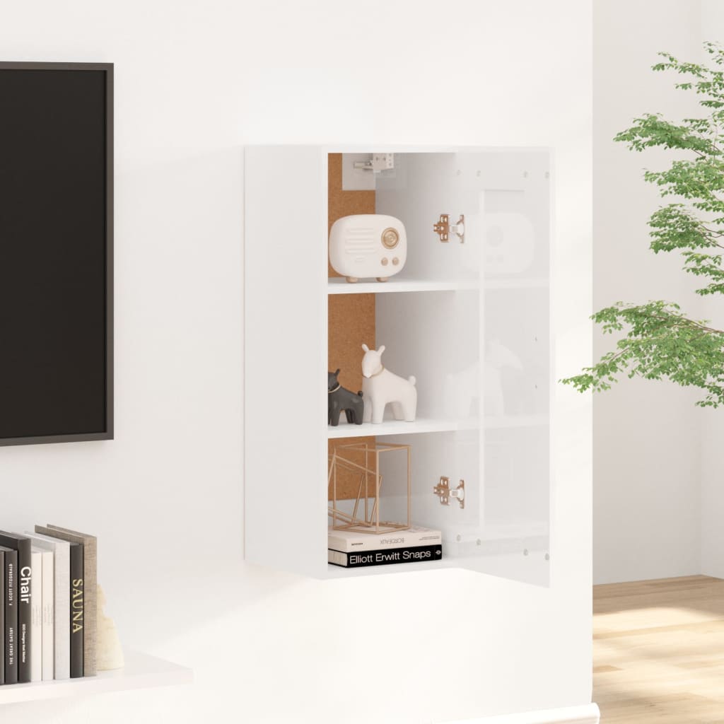 Brillanter weißer Wandschrank 35x34x90 cm Engineering Holz
