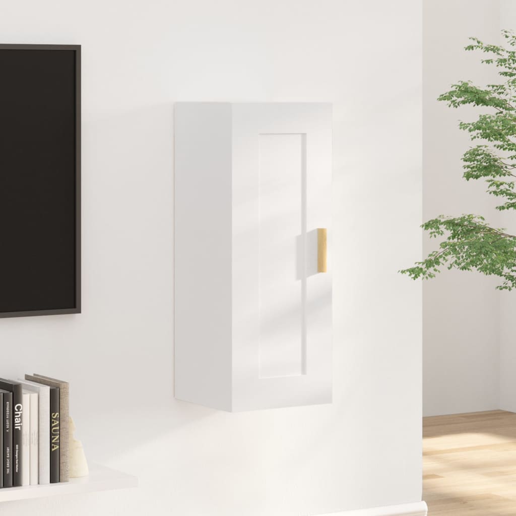 Brilliant white wall cabinet 35x34x90 cm Engineering wood