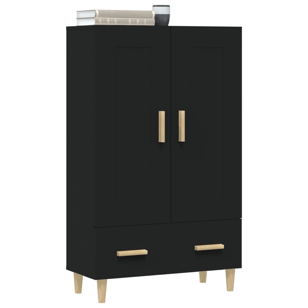 Buffet haut noir 70x31x115 cm bois d'ingénierie