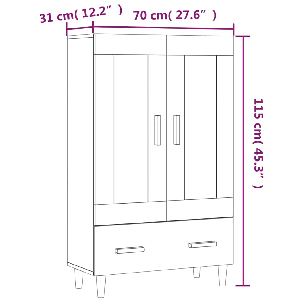 Sonoma oak buffet 70x31x115 cm engineering wood