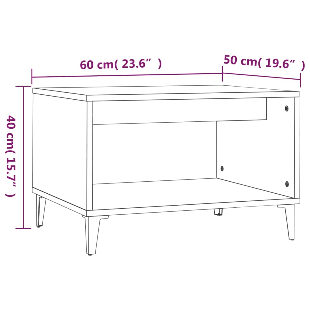 Table basse Blanc 60x50x40 cm Bois d'ingénierie