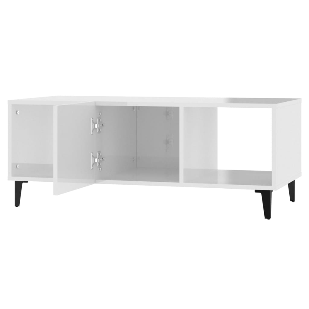 Brilliant white coffee table 102x50x40 cm engineering wood