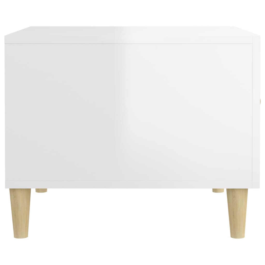 Tavolino Bianco lucido 50x50x40 cm MDF